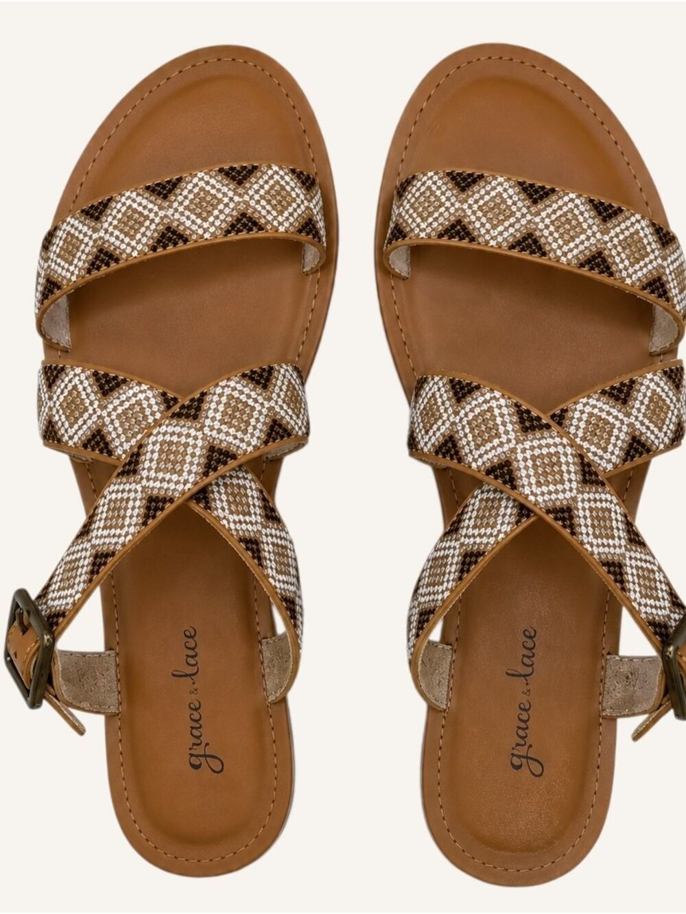Grace & Lace Embroidered Sandals Sz 10 Coastal Chic Resortwear NWT - Picture 4 of 11